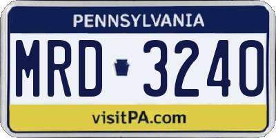 PA license plate MRD3240