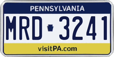 PA license plate MRD3241