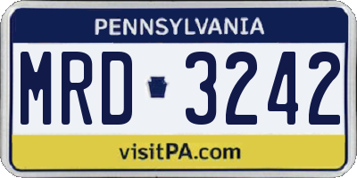 PA license plate MRD3242