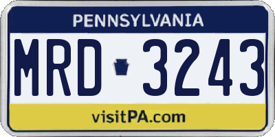 PA license plate MRD3243