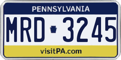 PA license plate MRD3245