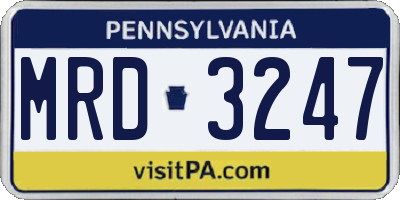 PA license plate MRD3247