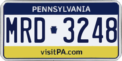 PA license plate MRD3248