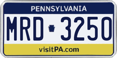 PA license plate MRD3250