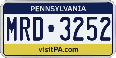 PA license plate MRD3252
