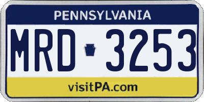 PA license plate MRD3253