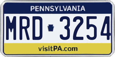 PA license plate MRD3254