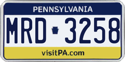 PA license plate MRD3258
