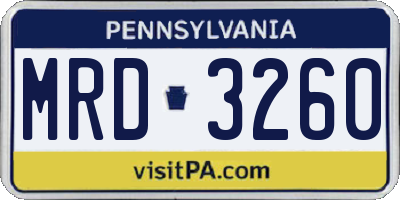 PA license plate MRD3260