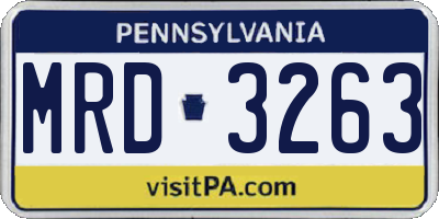 PA license plate MRD3263