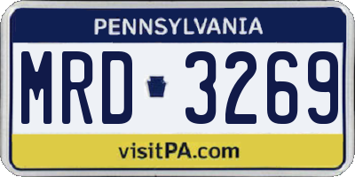 PA license plate MRD3269