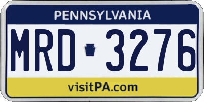 PA license plate MRD3276