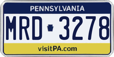 PA license plate MRD3278