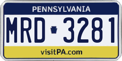 PA license plate MRD3281