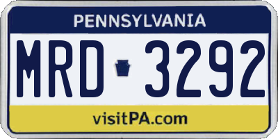 PA license plate MRD3292