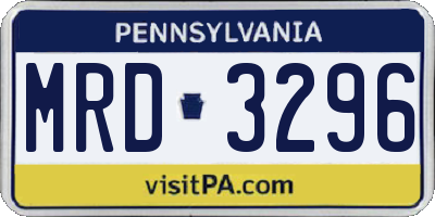 PA license plate MRD3296