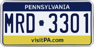 PA license plate MRD3301