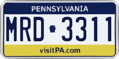 PA license plate MRD3311