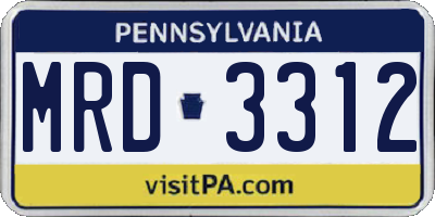PA license plate MRD3312