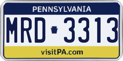 PA license plate MRD3313
