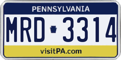 PA license plate MRD3314