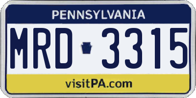 PA license plate MRD3315