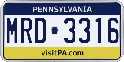 PA license plate MRD3316