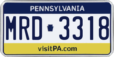 PA license plate MRD3318