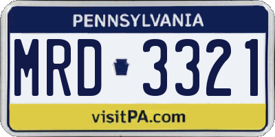 PA license plate MRD3321
