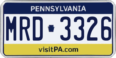 PA license plate MRD3326