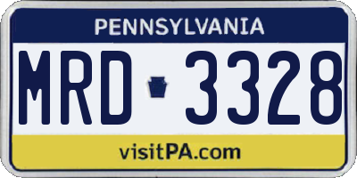 PA license plate MRD3328