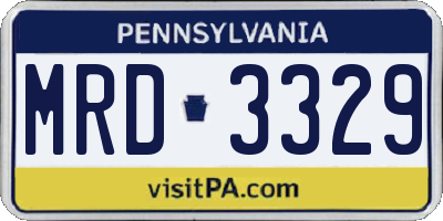 PA license plate MRD3329