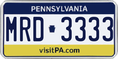 PA license plate MRD3333