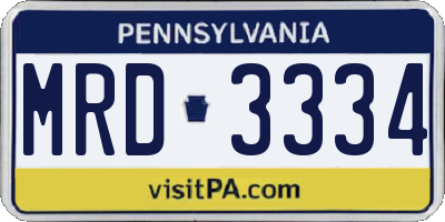 PA license plate MRD3334