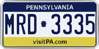 PA license plate MRD3335