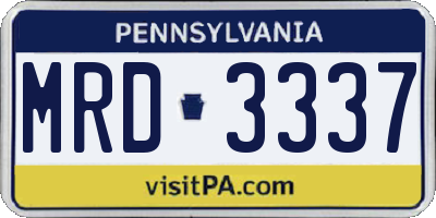 PA license plate MRD3337