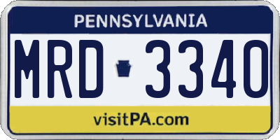 PA license plate MRD3340