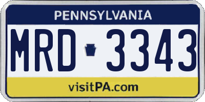 PA license plate MRD3343