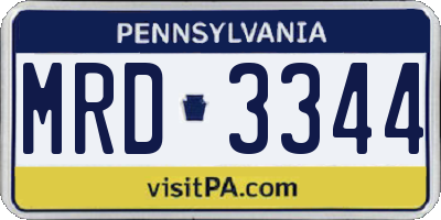 PA license plate MRD3344