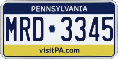 PA license plate MRD3345