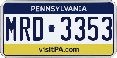 PA license plate MRD3353