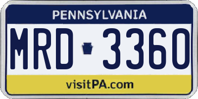 PA license plate MRD3360