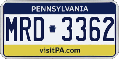 PA license plate MRD3362