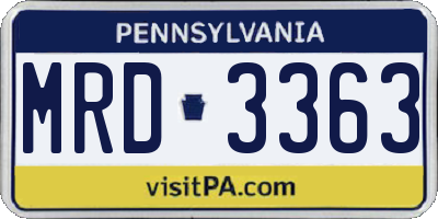PA license plate MRD3363