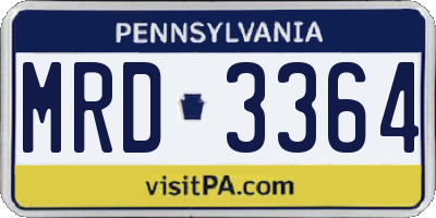 PA license plate MRD3364