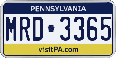 PA license plate MRD3365