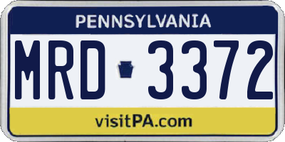 PA license plate MRD3372