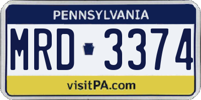 PA license plate MRD3374