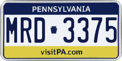 PA license plate MRD3375