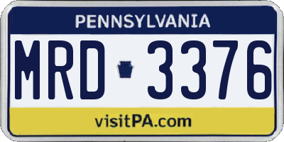 PA license plate MRD3376